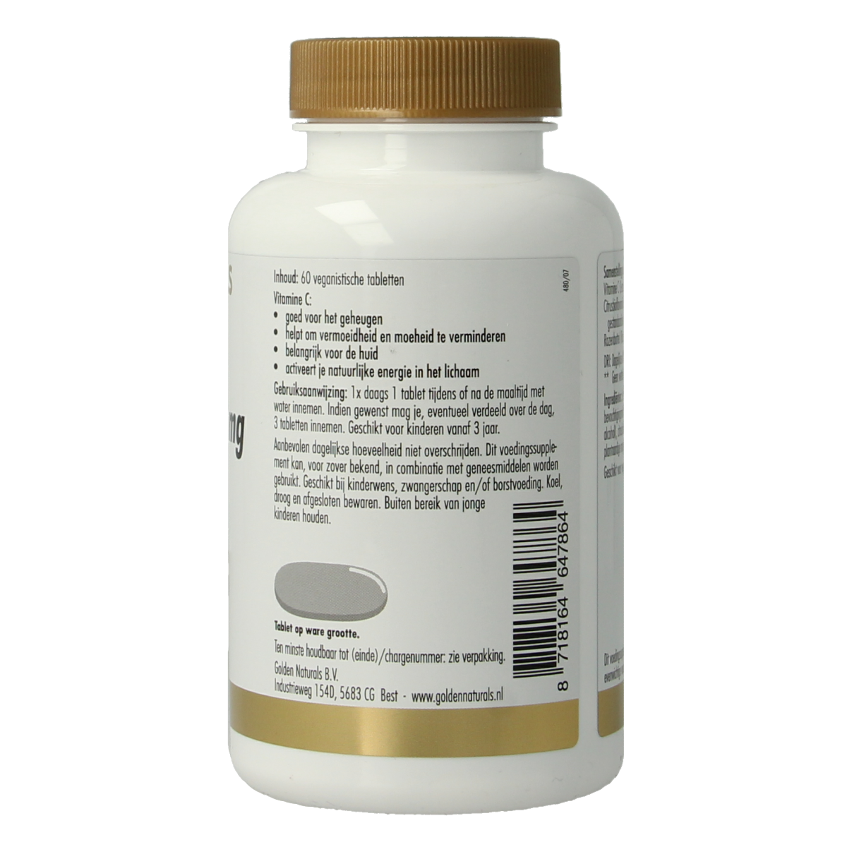 Golden Naturals Vitamine C 1000mg met rozenbottel 60.00 Tabletten