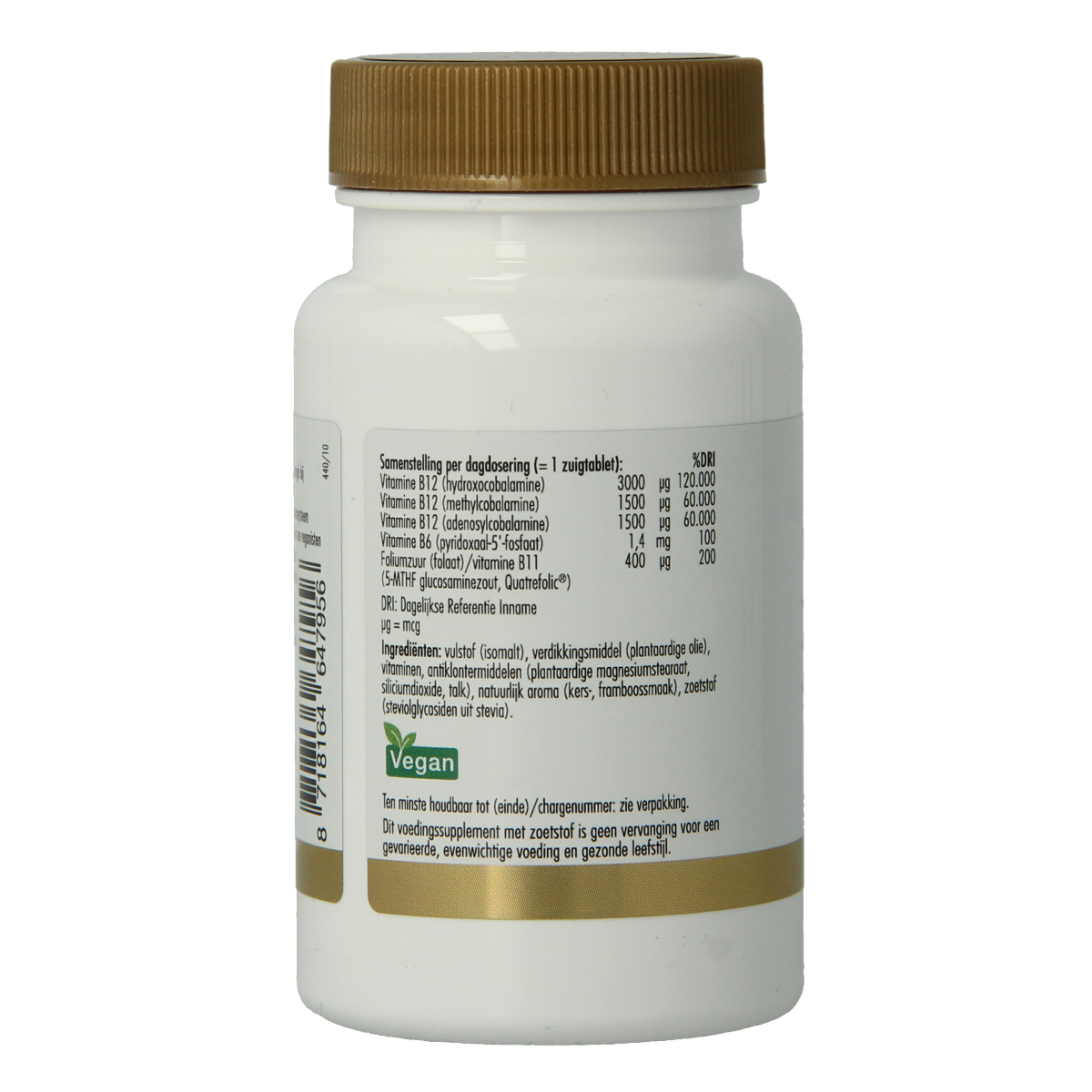 Golden Naturals Vitamine B12 6000mcg vega 60.00 Zuigtabletten