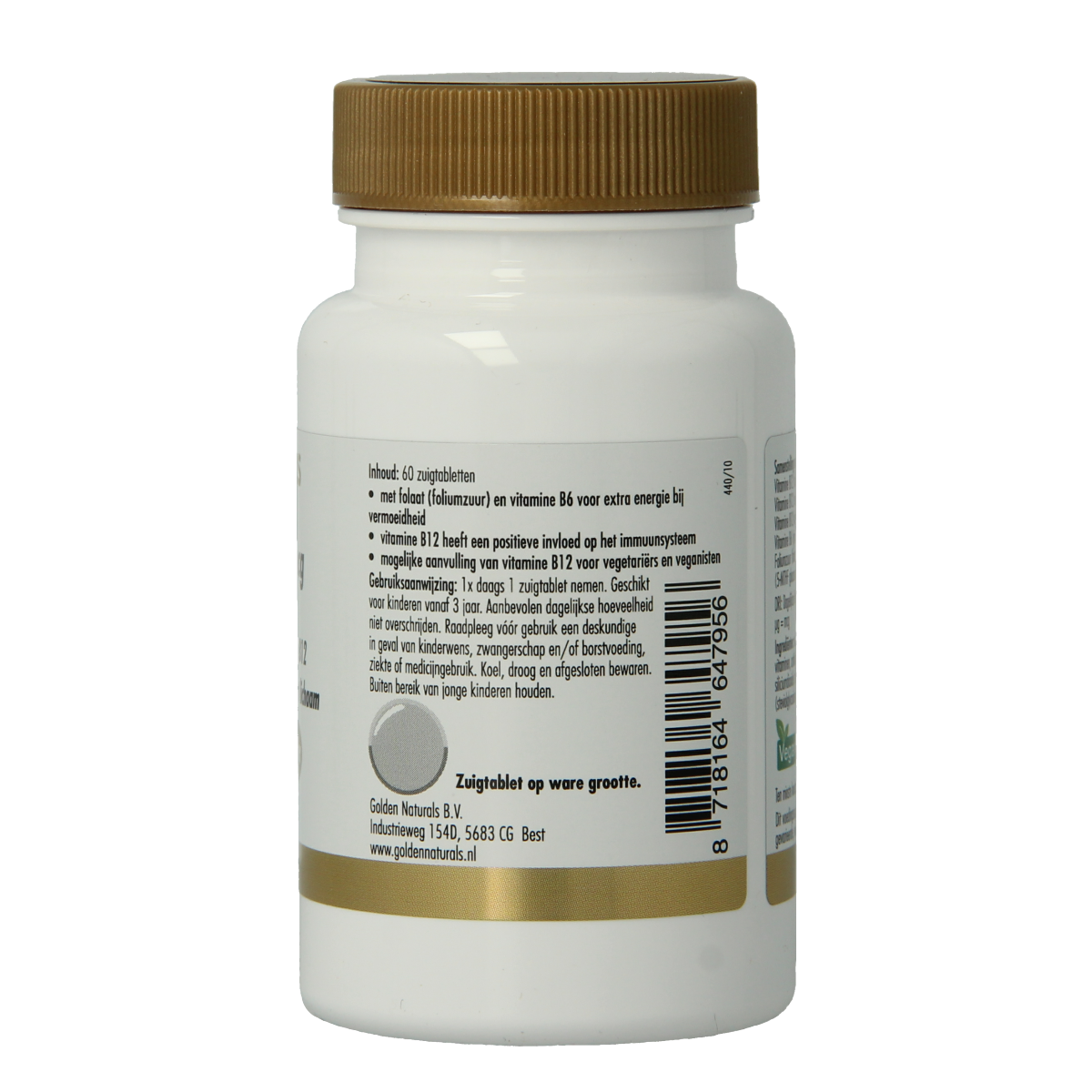 Golden Naturals Vitamine B12 6000mcg vega 60.00 Zuigtabletten