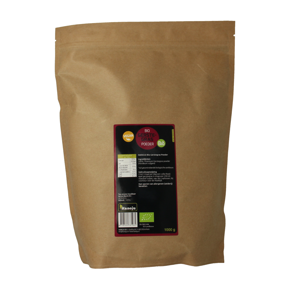 Hanoju Gemalen gerstegras paper bag bio 1.00 Kilogram