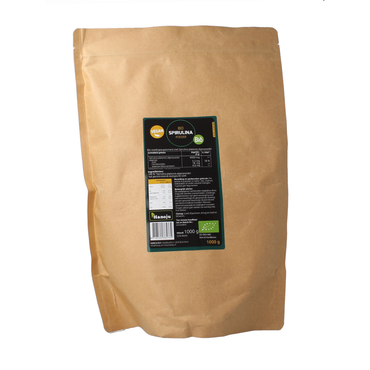 Hanoju Spirulina poeder bio 1.00 Kilogram
