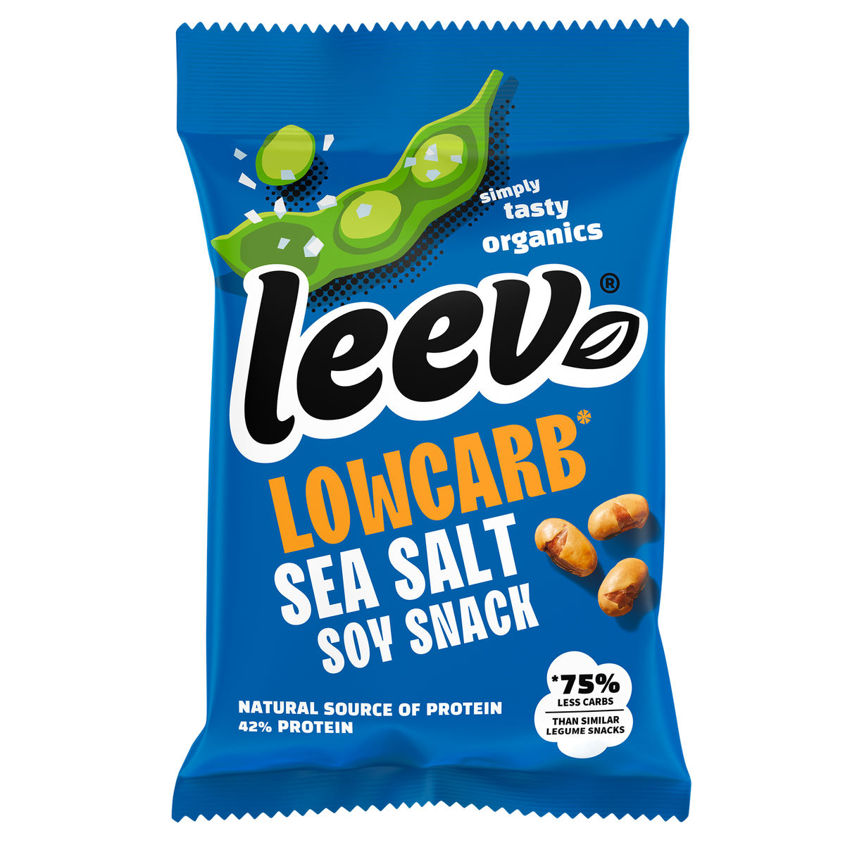 Leev Bio lowcarb snack soyabonen met zeezout 45.00 Gram