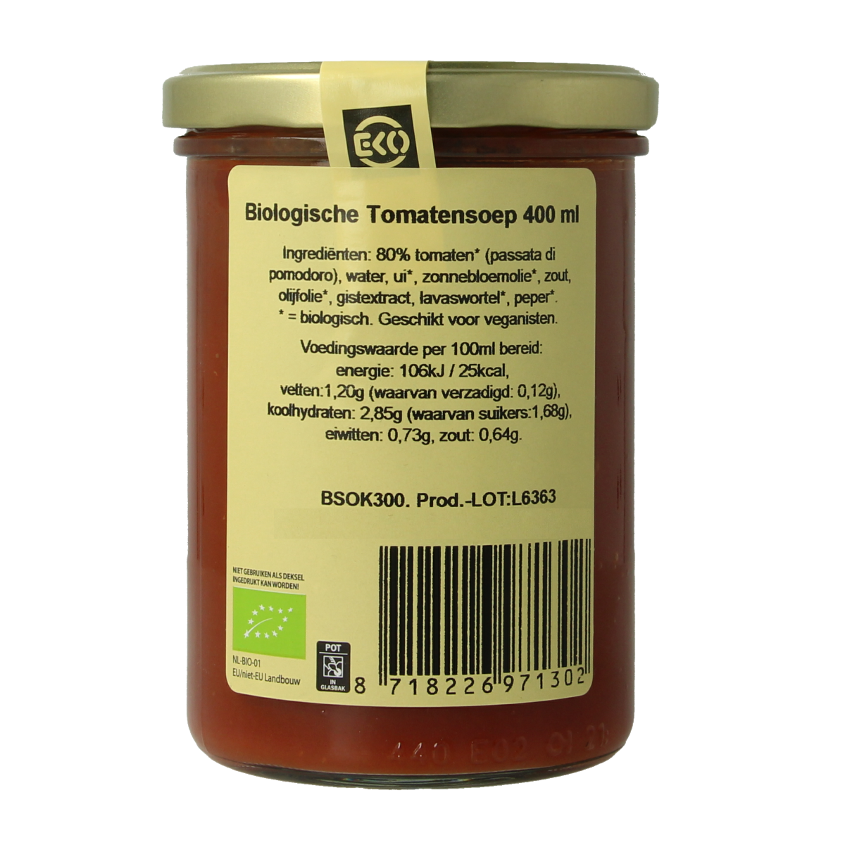 Kleinstesoepfabriek Pure tomatensoep bio 400.00 Milliliter