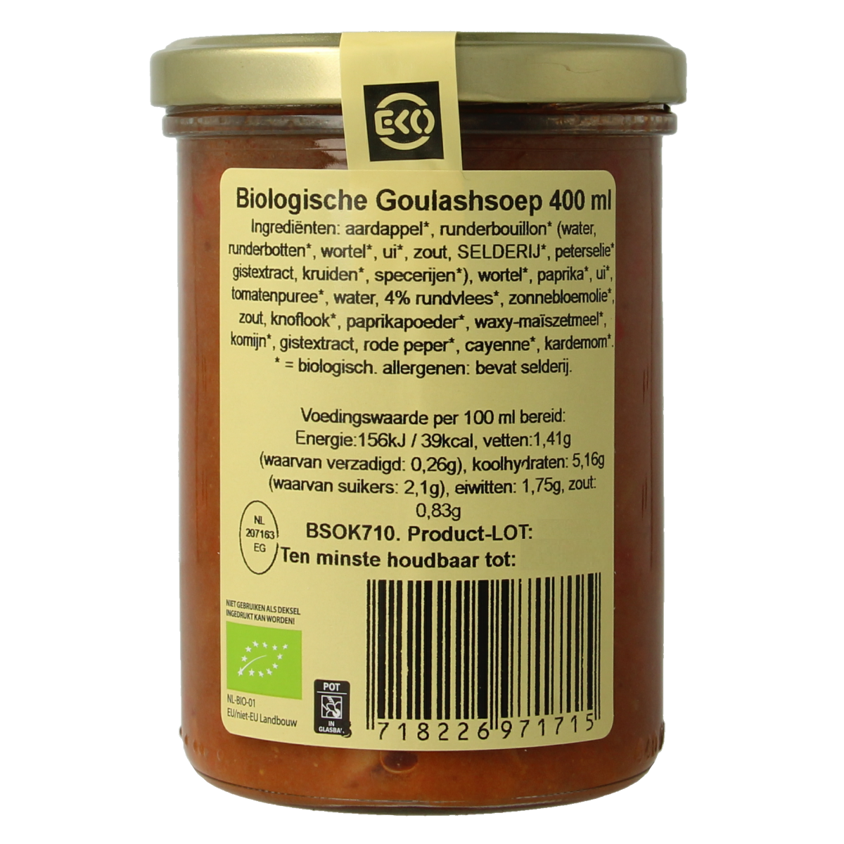 Kleinstesoepfabriek Goulash soep bio 400.00 Milliliter