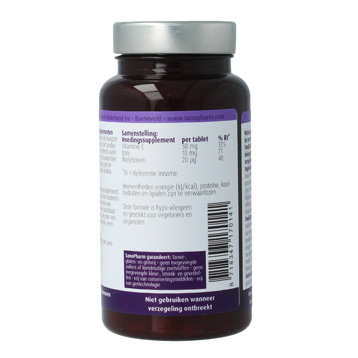 SanoPharm IJzer 10 mg & moly 20 mcg & C 30 mg 60.00 Tabletten