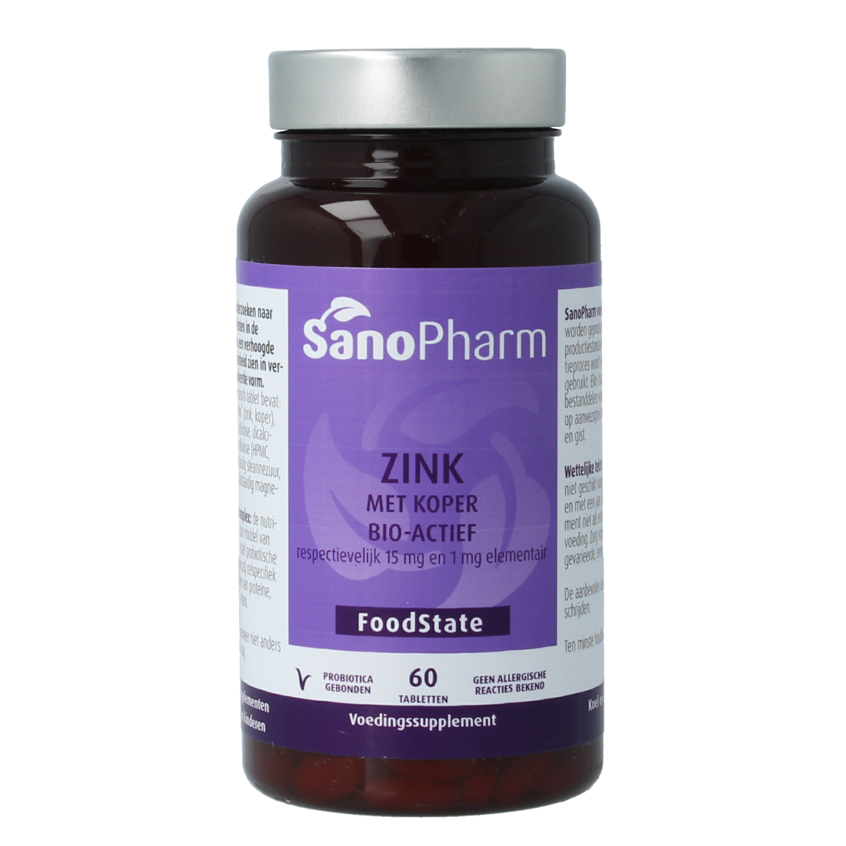 SanoPharm Zink 15mg & koper 1mg 60.00 Tabletten