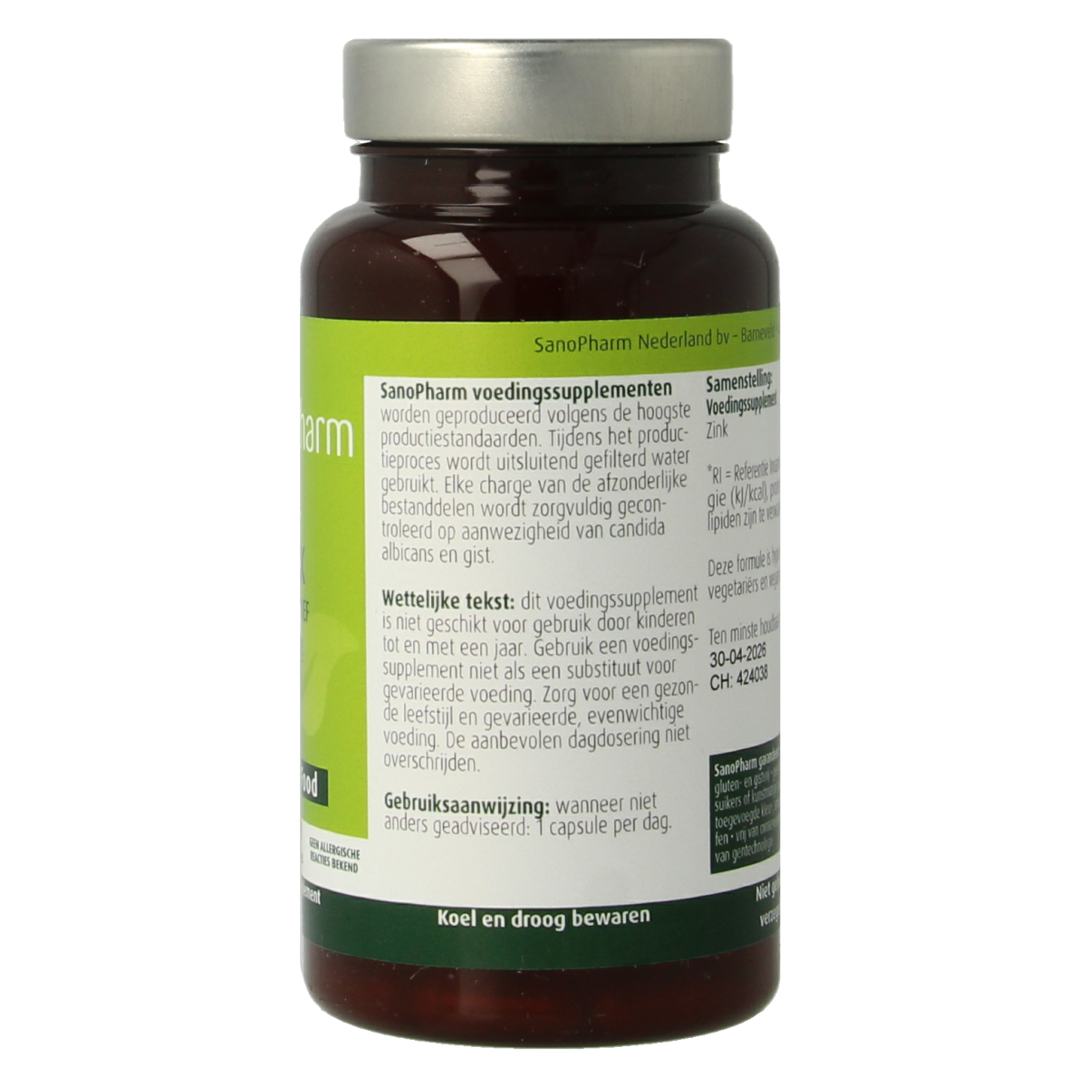 SanoPharm Zink  wholefood 30.00 Capsules
