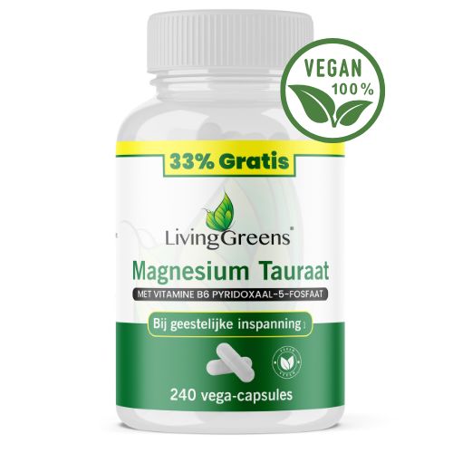 Livinggreens Magnesium tauraat + vitamine B6 voordeelverpakking 240.00 Vegetarische capsules
