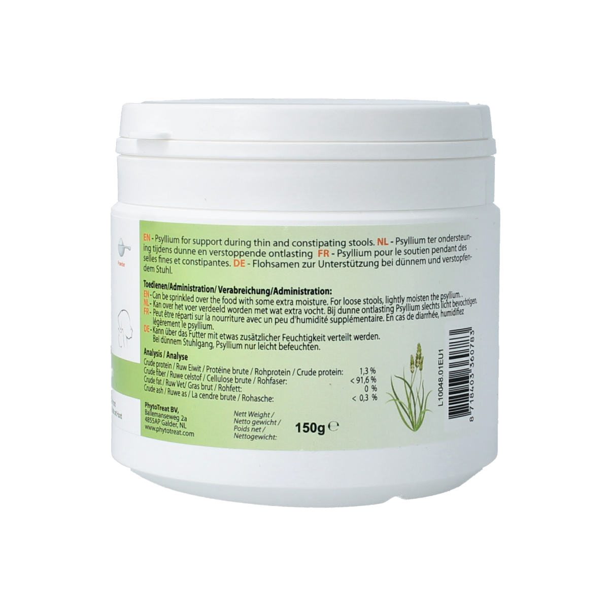 PhytoTreat Psyllium hond/kat/paard 150.00 Gram