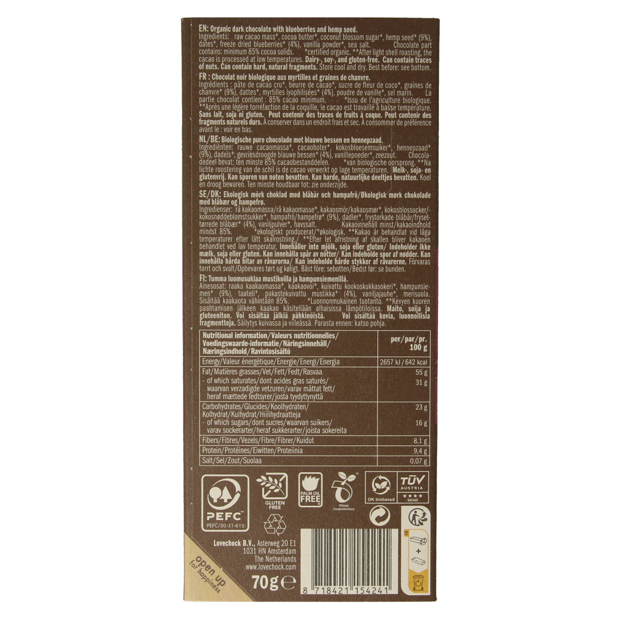 Lovechock Blueberry hempseed bio 70.00 Gram
