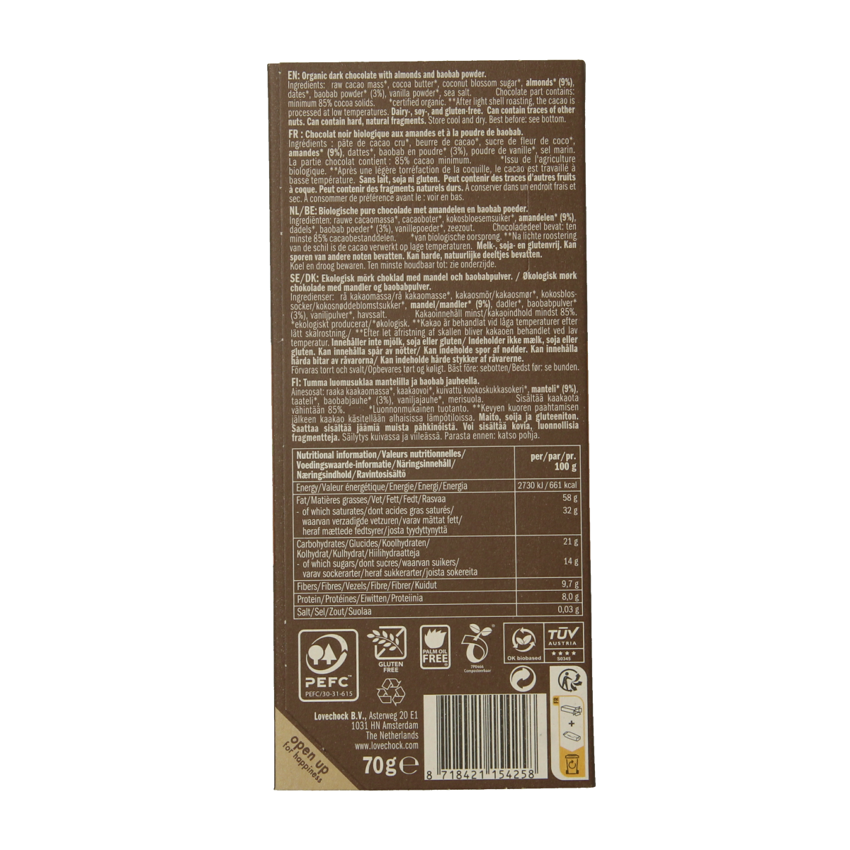 Lovechock Almond baobab bio 70.00 Gram