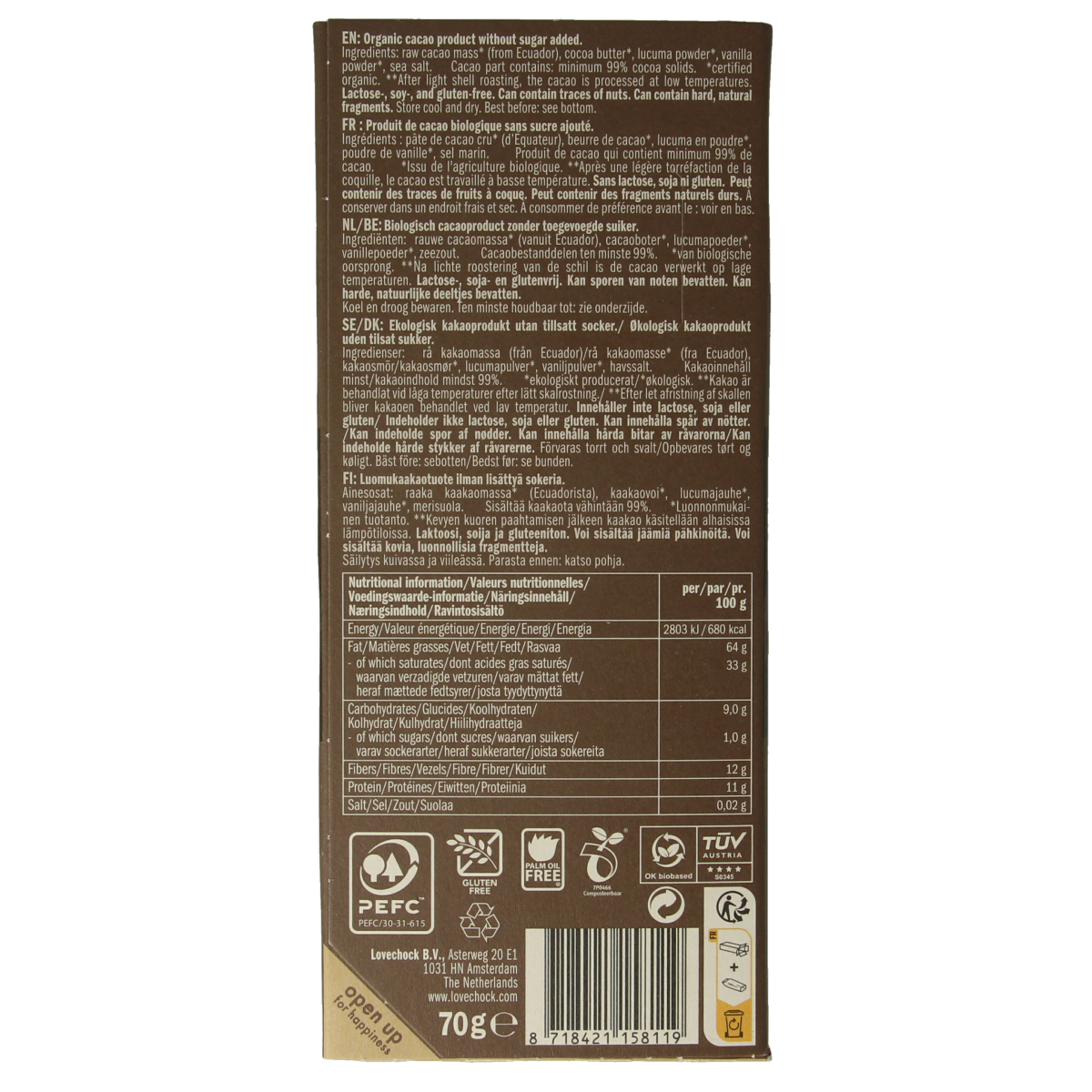Lovechock Extreme dark 99% pure bio 70.00 Gram