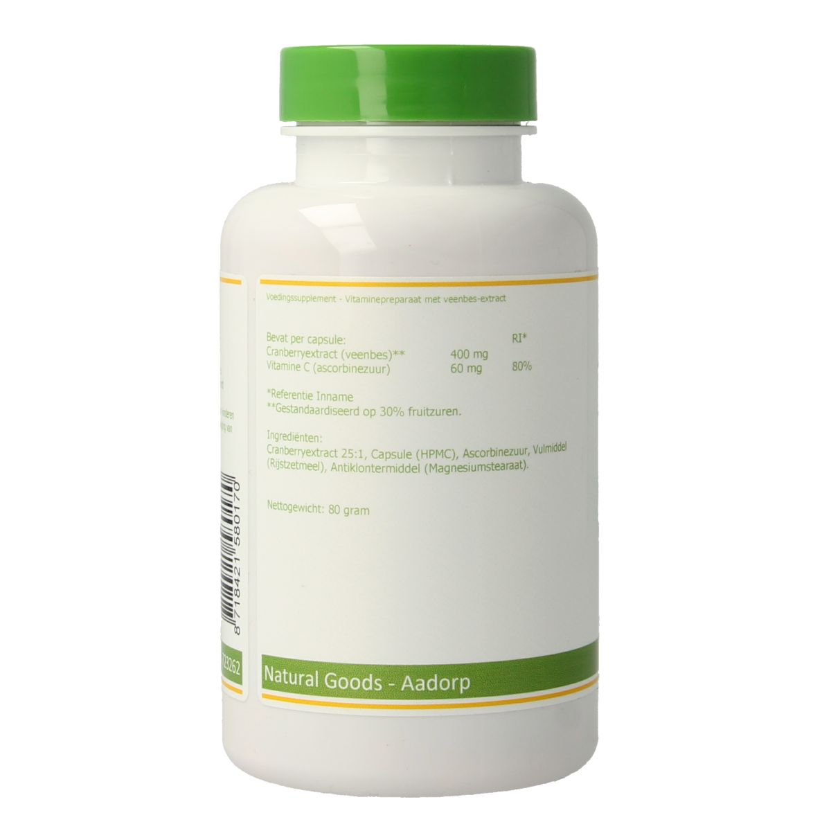 Elvitum  Cranberry + 60mg vitamine C 150.00 Vegetarische capsules