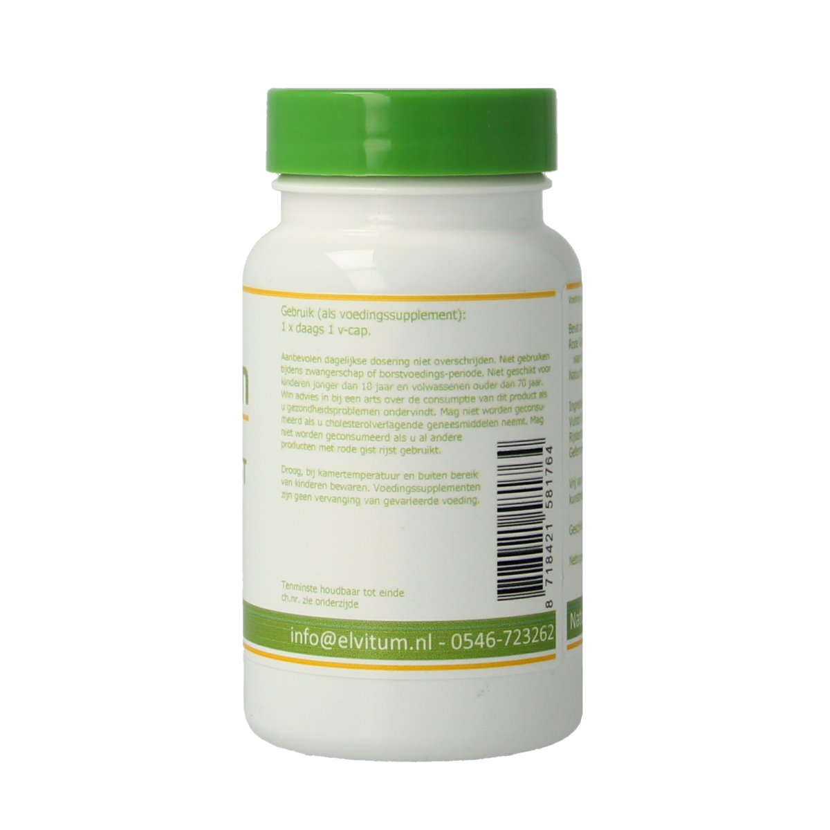 Elvitum  Rode gist rijst met Q10 60.00 Vegetarische capsules
