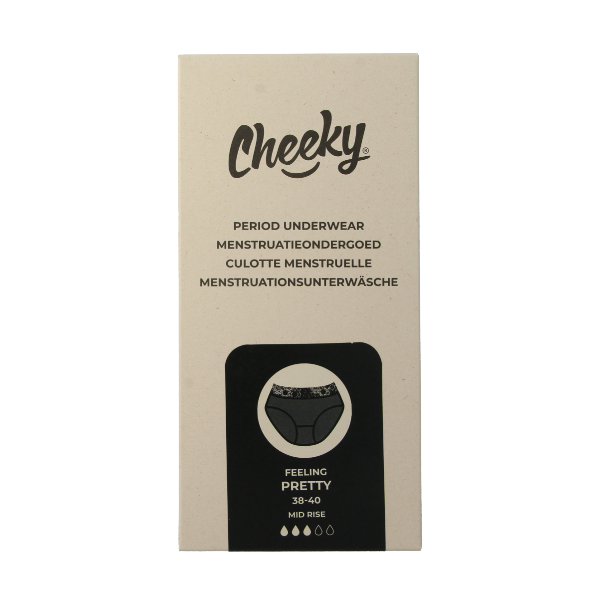 Cheeky Wipes Menstruatie ondergoed Feeling Pretty zw maat 38-40 1.00 Stuks
