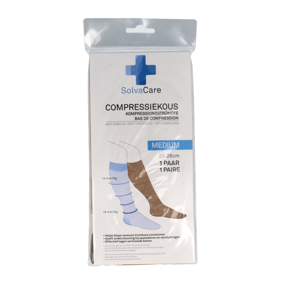 Solvacare Compressiekous beige M 23 - 26 cm 1.00 Paar