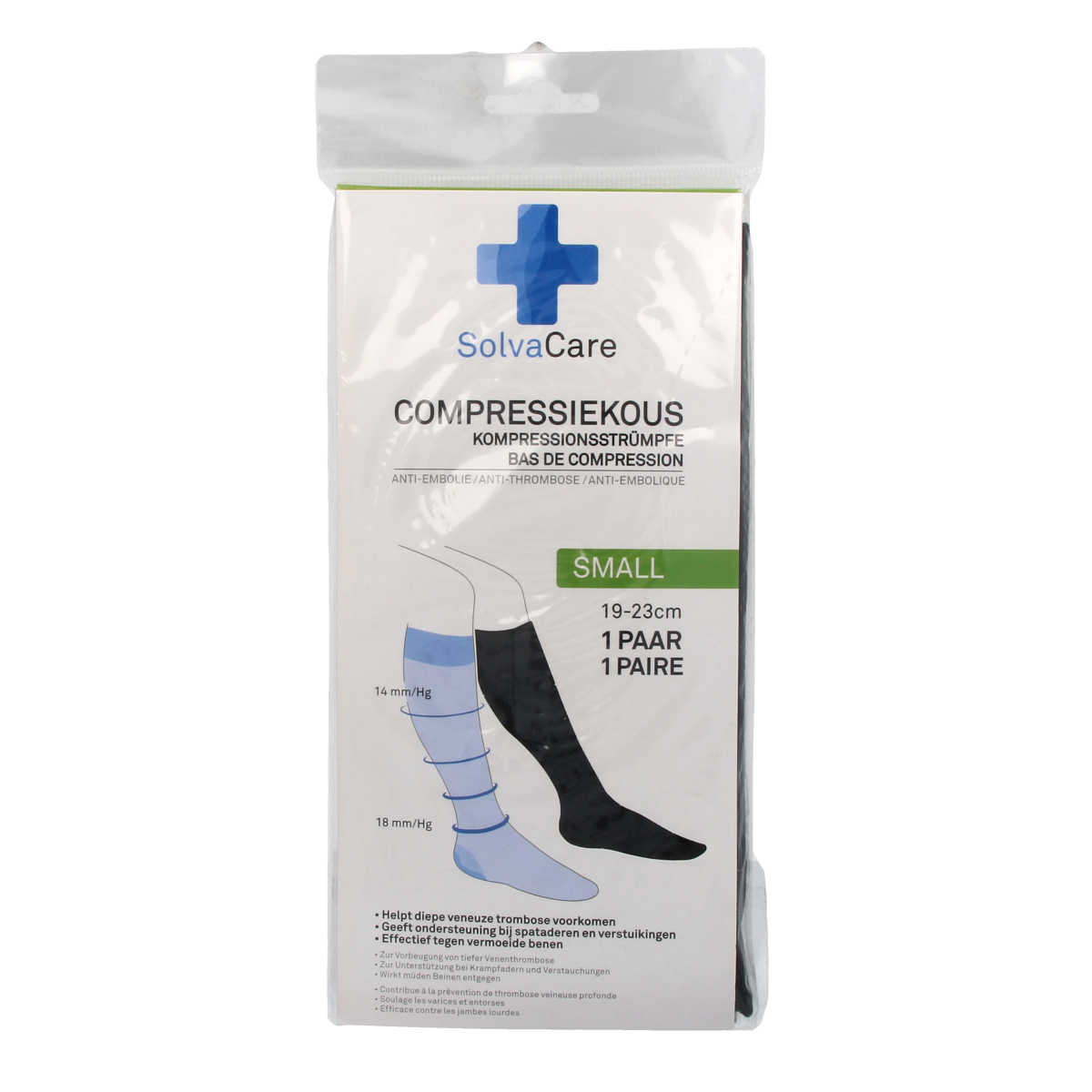 Solvacare Compressiekous zwart S 19 - 23 cm 1.00 Paar