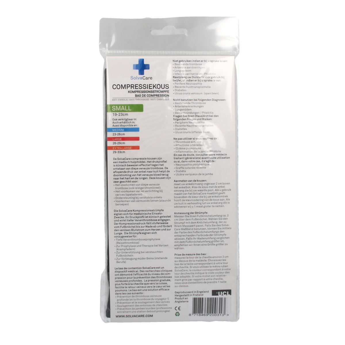 Solvacare Compressiekous zwart S 19 - 23 cm 1.00 Paar