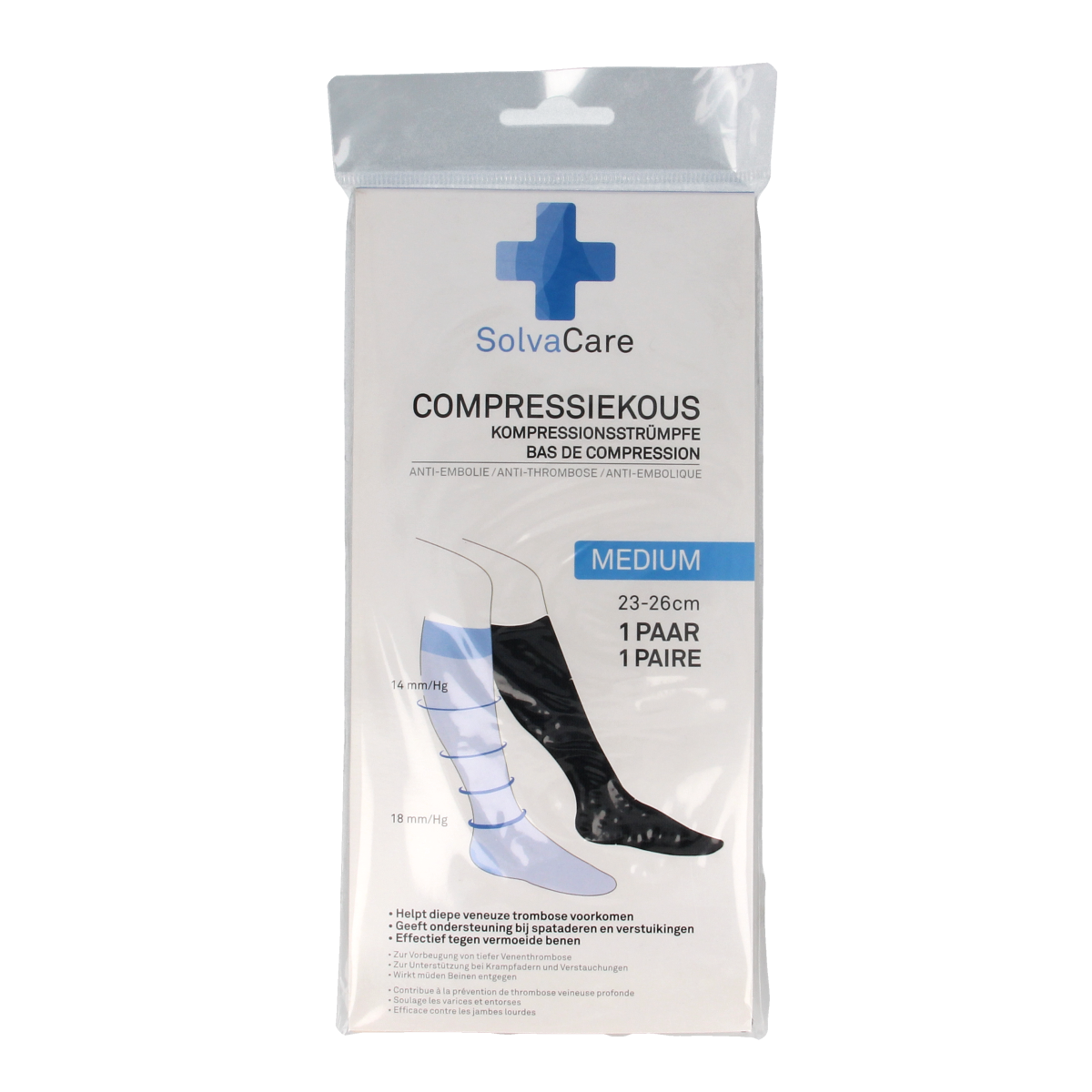 Solvacare Compressiekous zwart M 23 - 26 cm 1.00 Paar