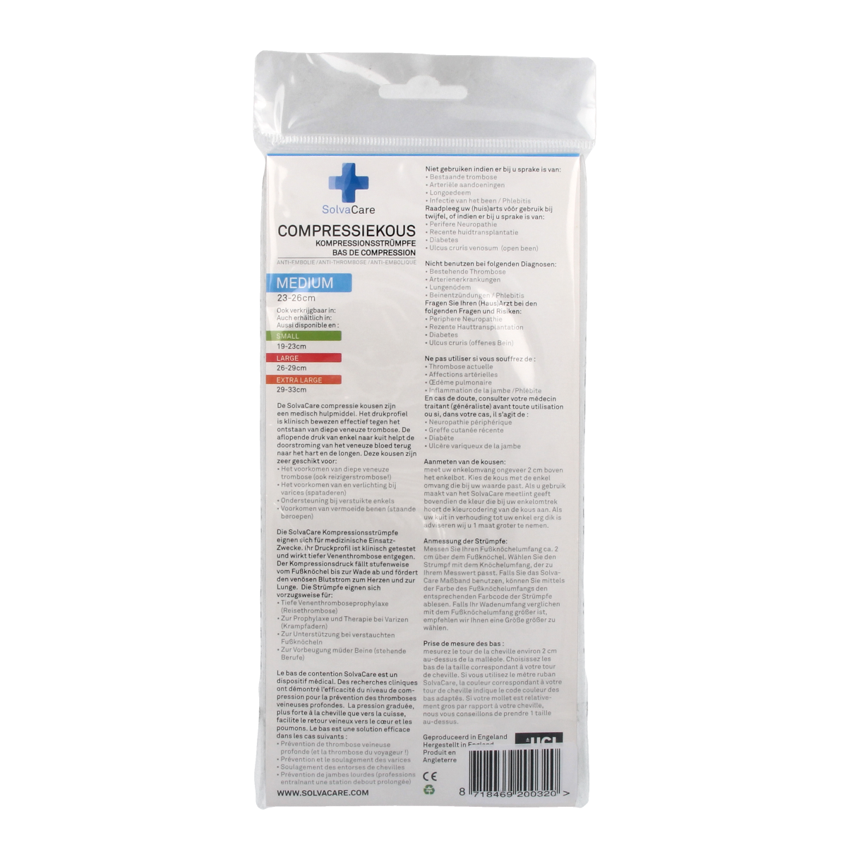 Solvacare Compressiekous zwart M 23 - 26 cm 1.00 Paar