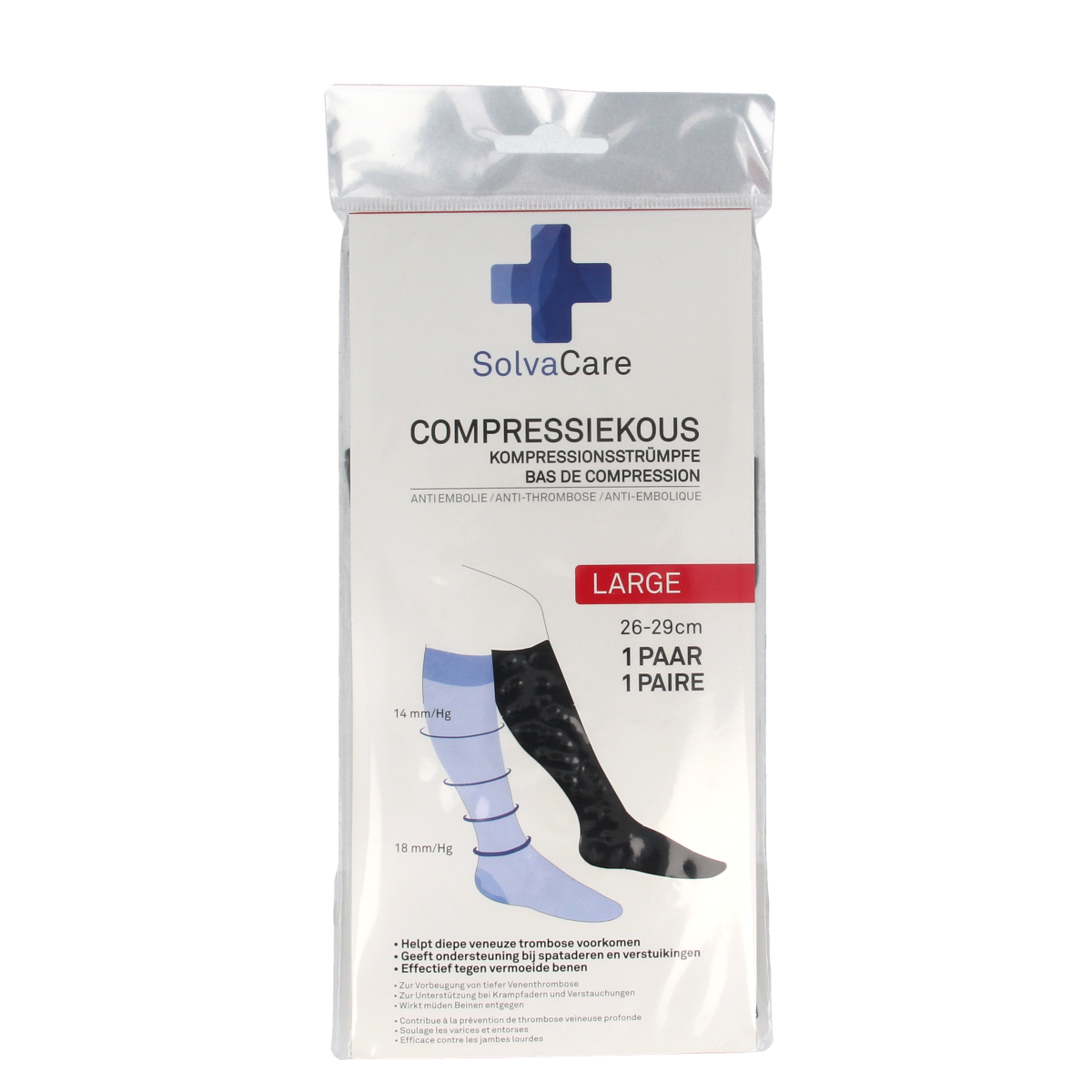 Solvacare Compressiekous zwart L 26 - 29 cm 1.00 Paar