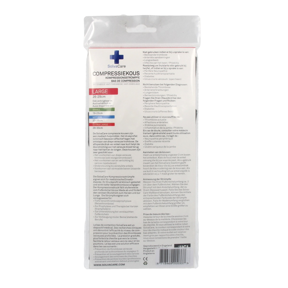 Solvacare Compressiekous zwart L 26 - 29 cm 1.00 Paar