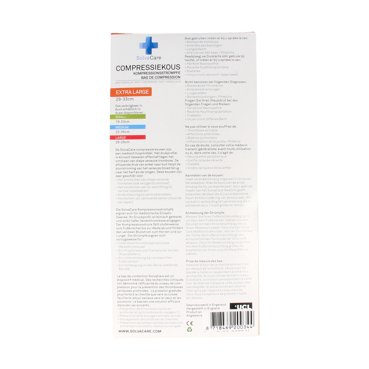 Solvacare Compressiekous zwart XL 29 - 33 cm 1.00 Paar