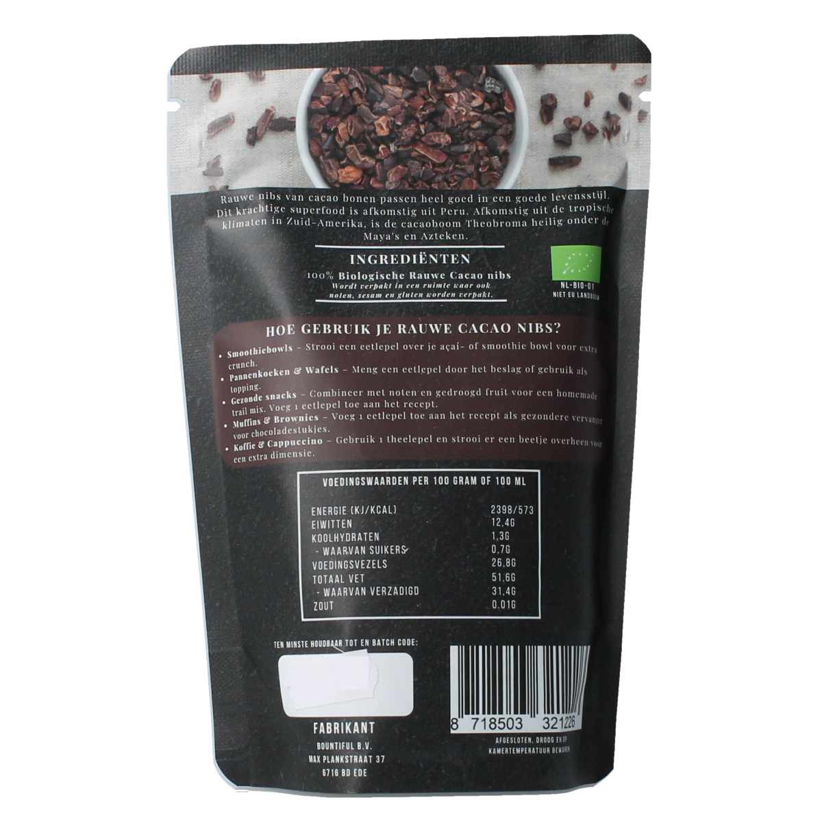 Bountiful Cacao nibs raw bio 200.00 Gram