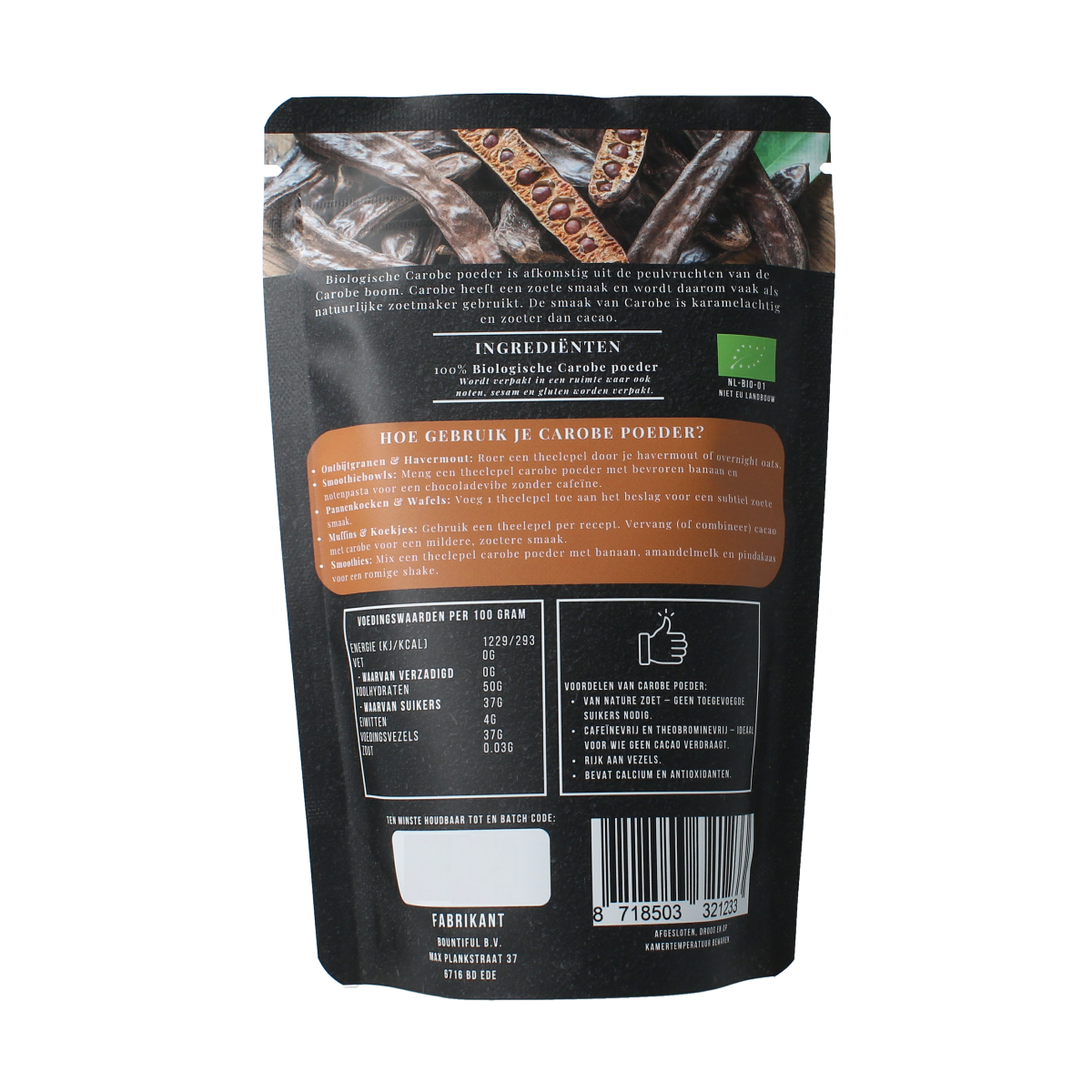 Bountiful Carobe poeder bio 200.00 Gram