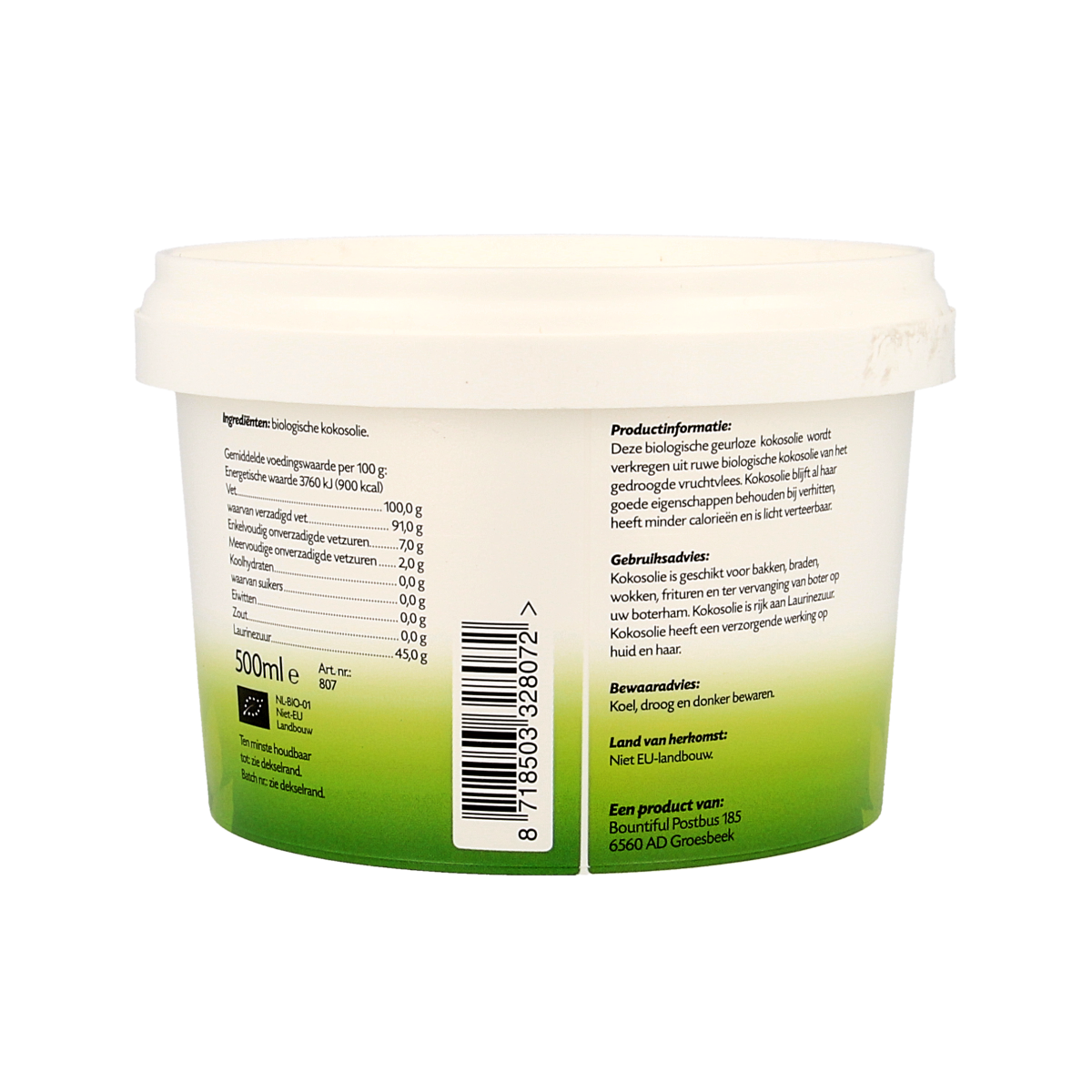 Bountiful Kokosolie geurloos bio 500.00 Milliliter