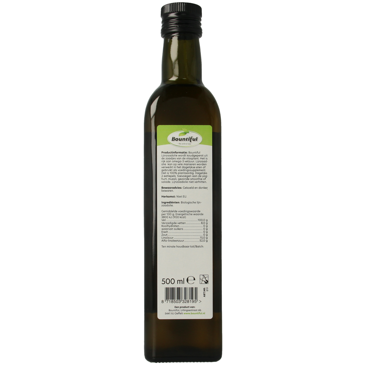 Bountiful Lijnzaadolie bio 500.00 Milliliter