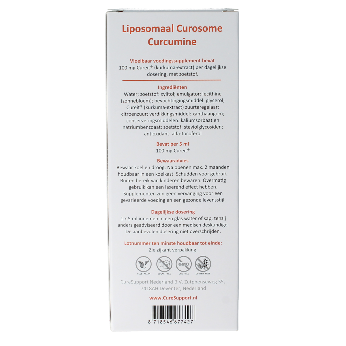 Curesupport Liposomal curcumine 100mg 250.00 Milliliter