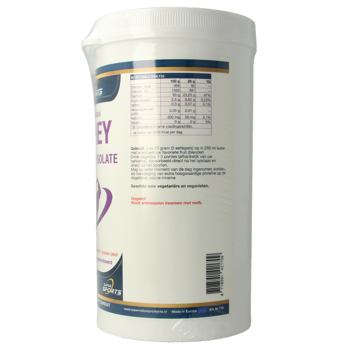 SNP Whey proteine isolate 100% natural 500.00 Gram