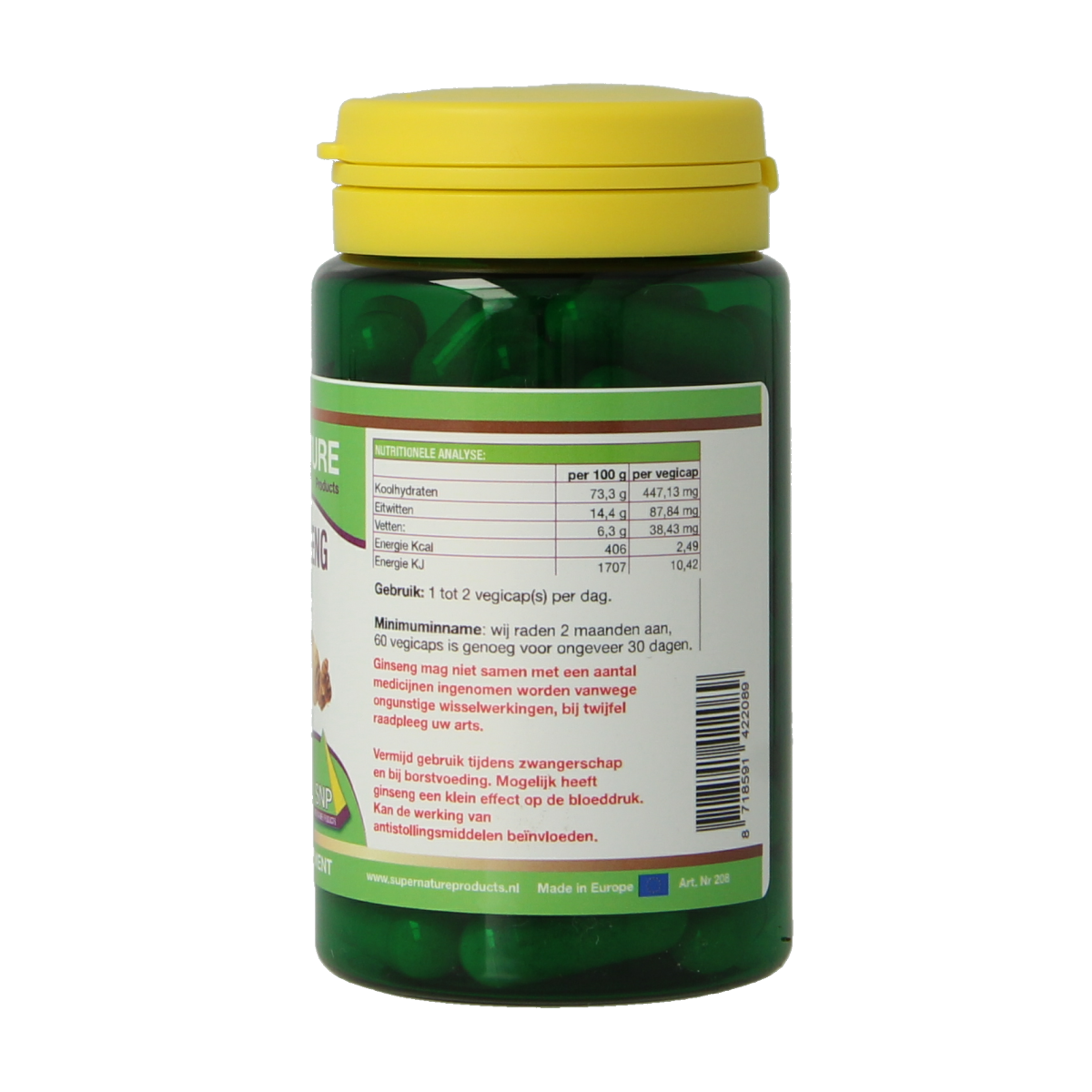 SNP Panax ginseng 500mg puur 60.00 Vegetarische capsules