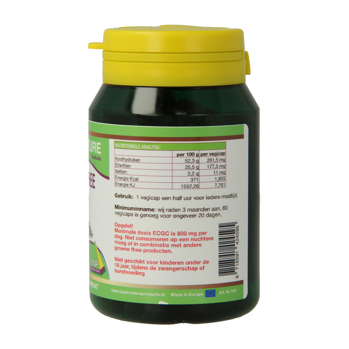 SNP Groene thee 400 mg puur 60.00 Vegetarische capsules