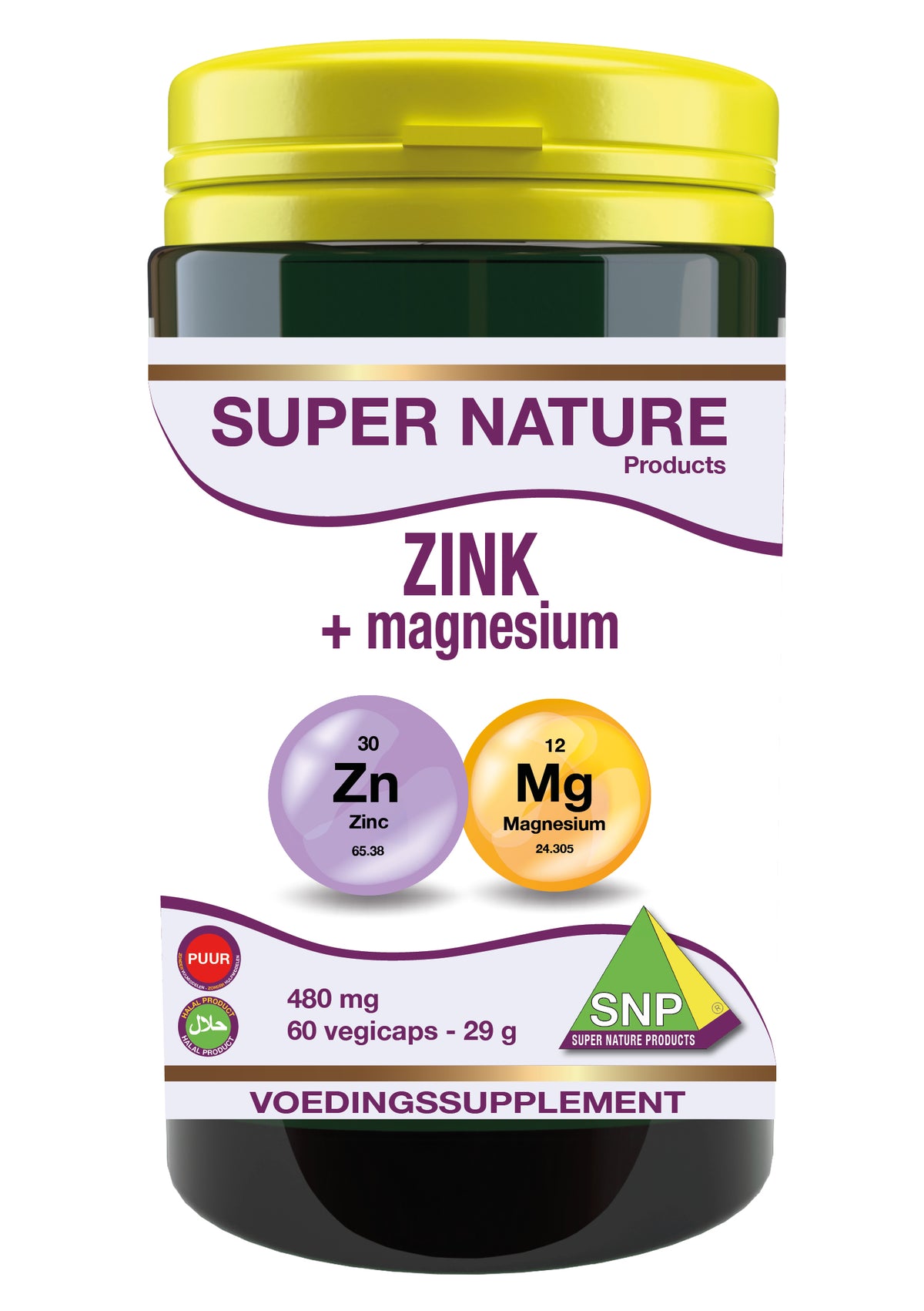 SNP Zink + magnesium puur 60.00 Vegetarische capsules