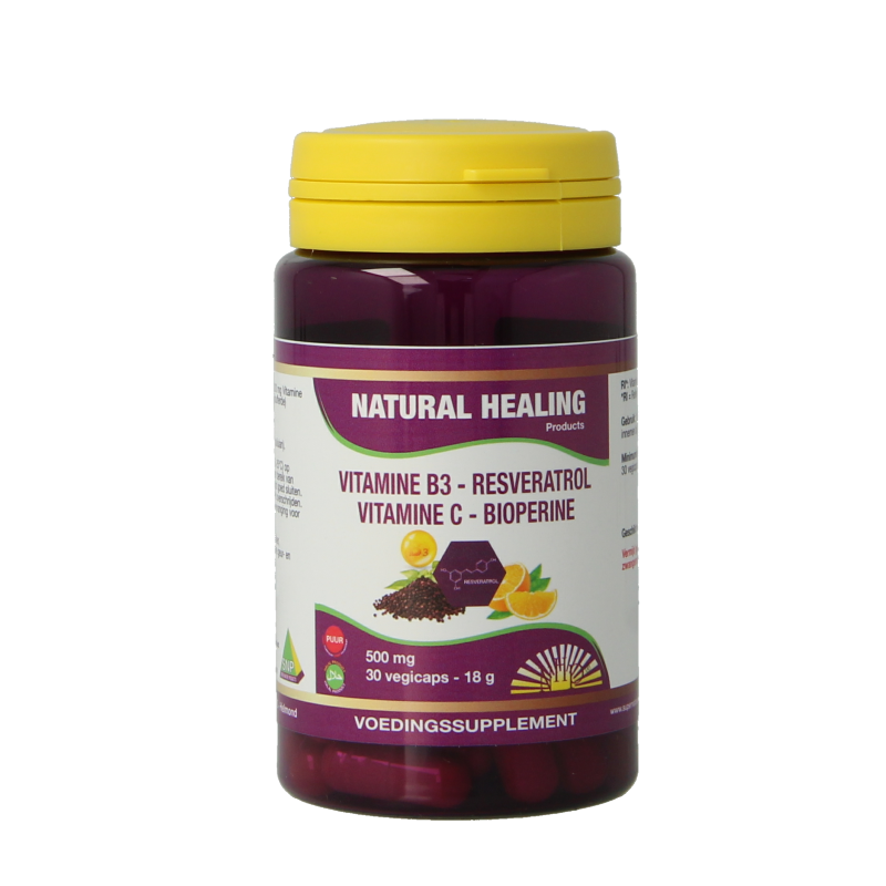 NHP Vit B3 Resveratrol vitamine C bioperine 30 Vegetarische capsules