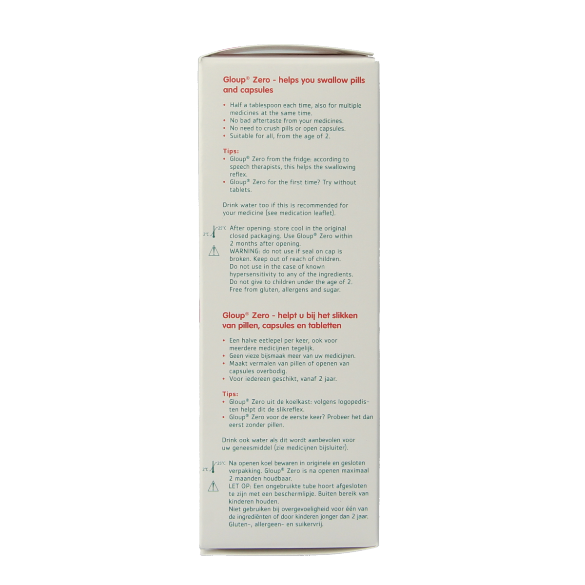 Gloup Zero medicatie inname gel framboos 75.00 Milliliter