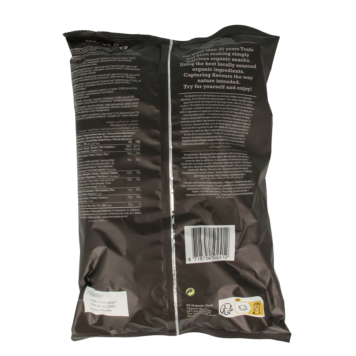 Trafo Chips handcooked zeezout & peper bio 125.00 Gram