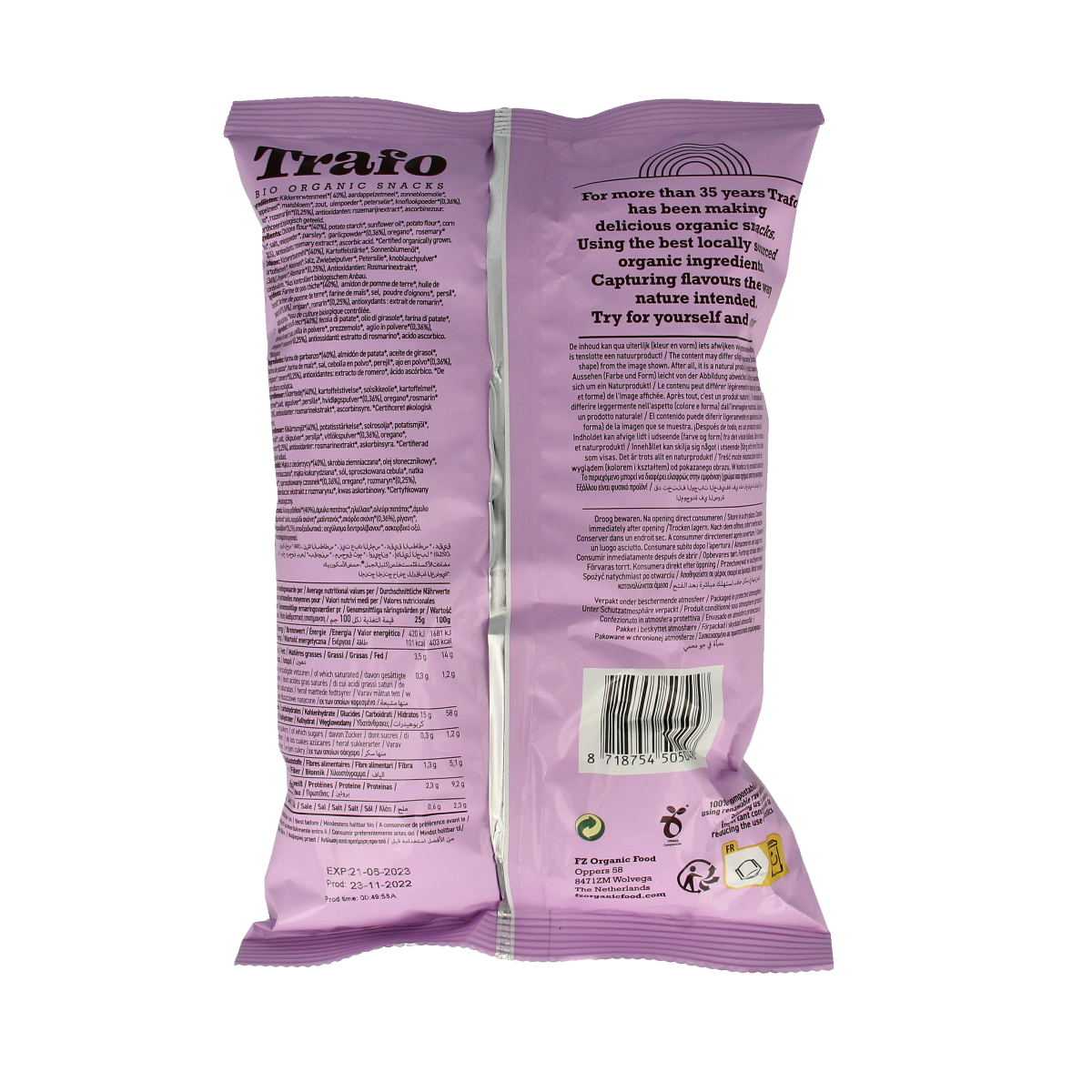 Trafo Hummus chips rosemary bio 75.00 Gram
