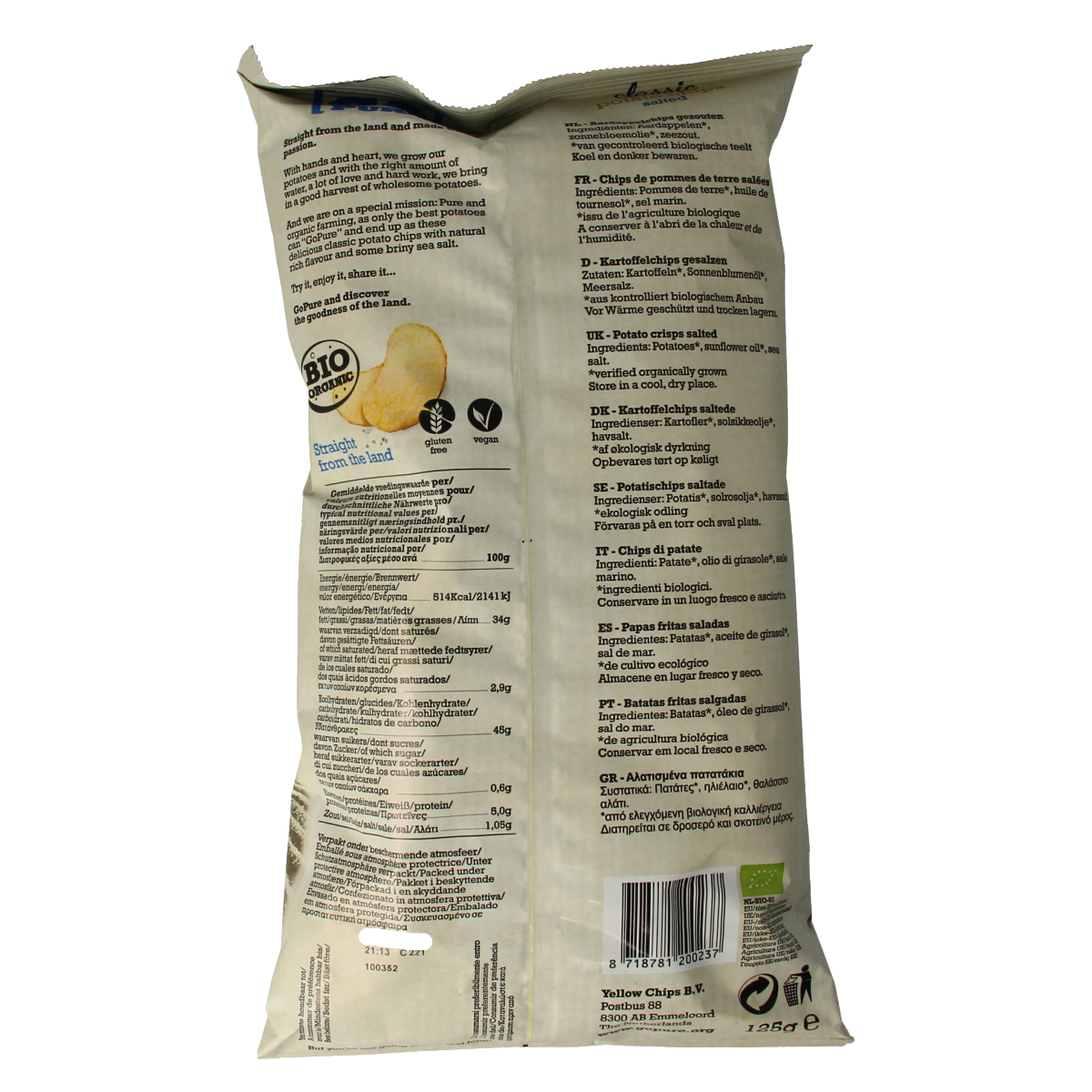 Go Pure Chips naturel gezouten bio 125.00 Gram