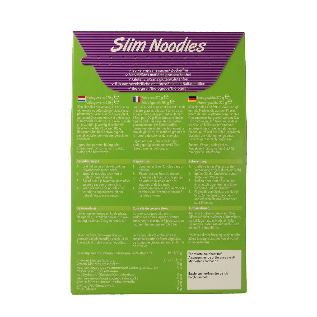 Slim Slim pasta noodles bio 270.00 Gram