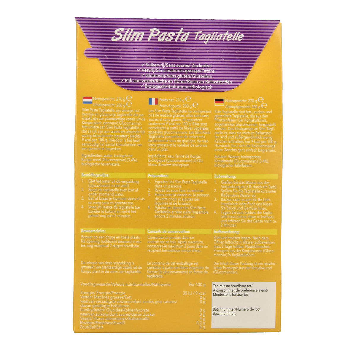 Slim Pasta tagliatelle bio  270.00 Gram