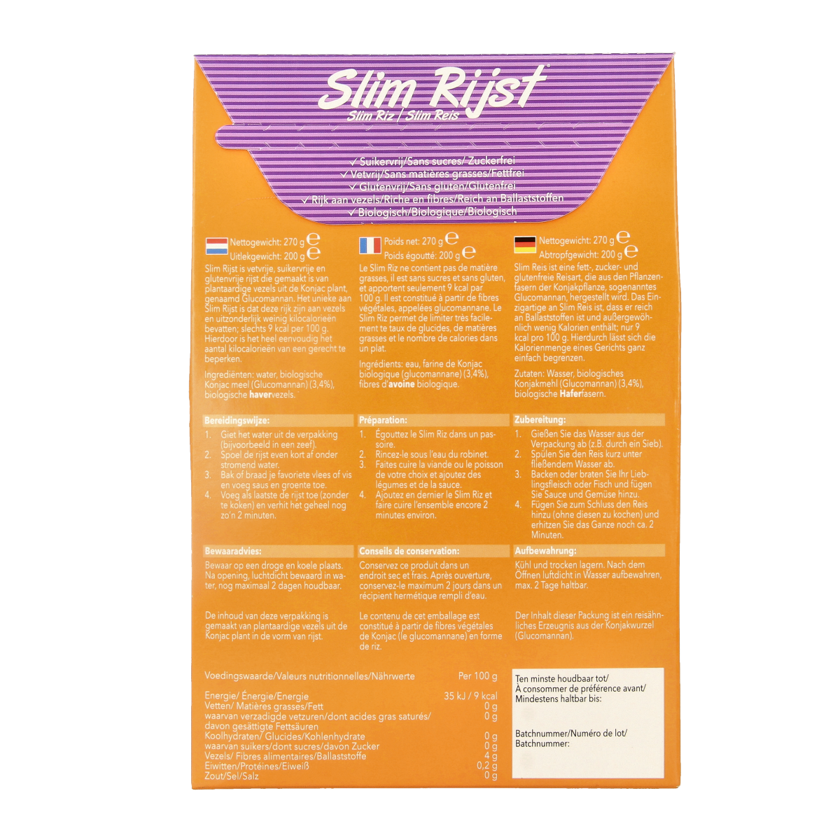 Slim Slim pasta rijst bio 270.00 Gram