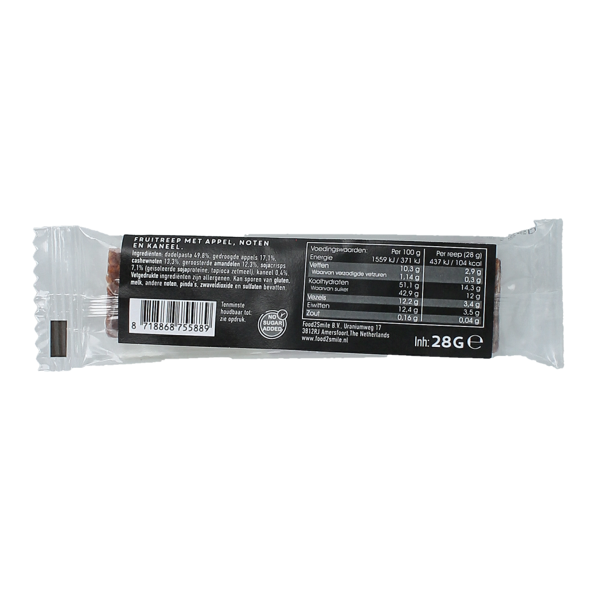 Food2Smile Apple pie bar glutenvrij lactosevrij 28.00 Gram