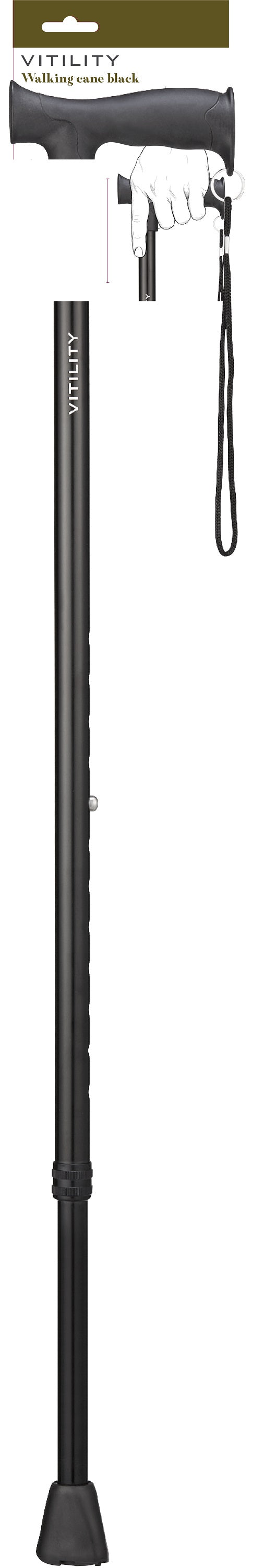 Vitility Wandelstok zwart 1.00 Stuks