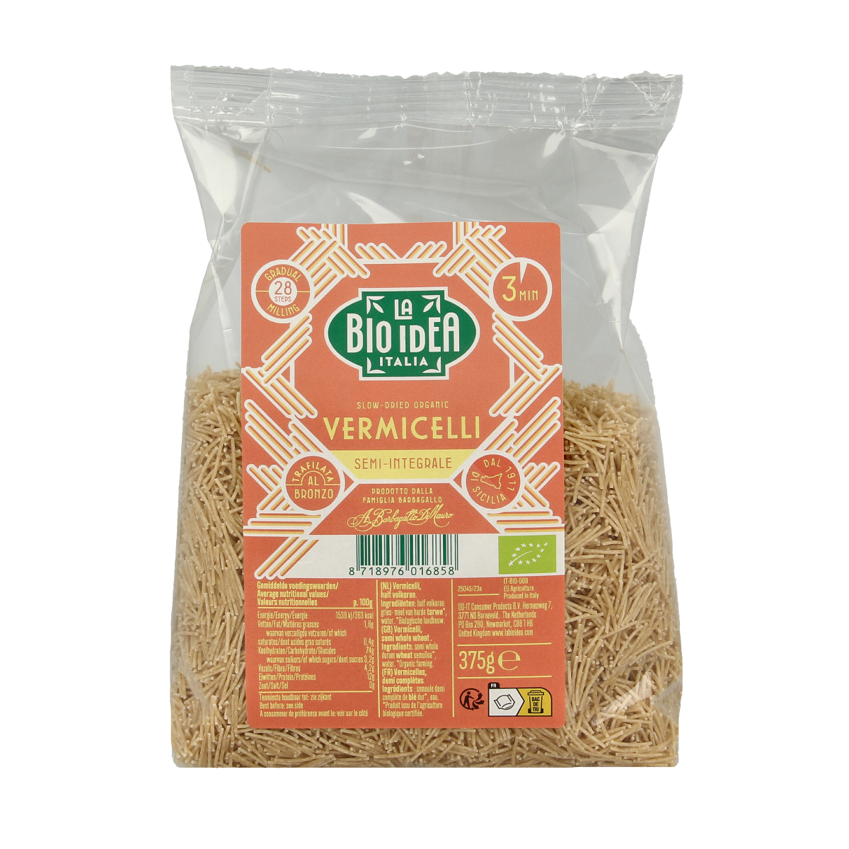 Bioidea Vermicelli half volkoren bio 375.00 Gram
