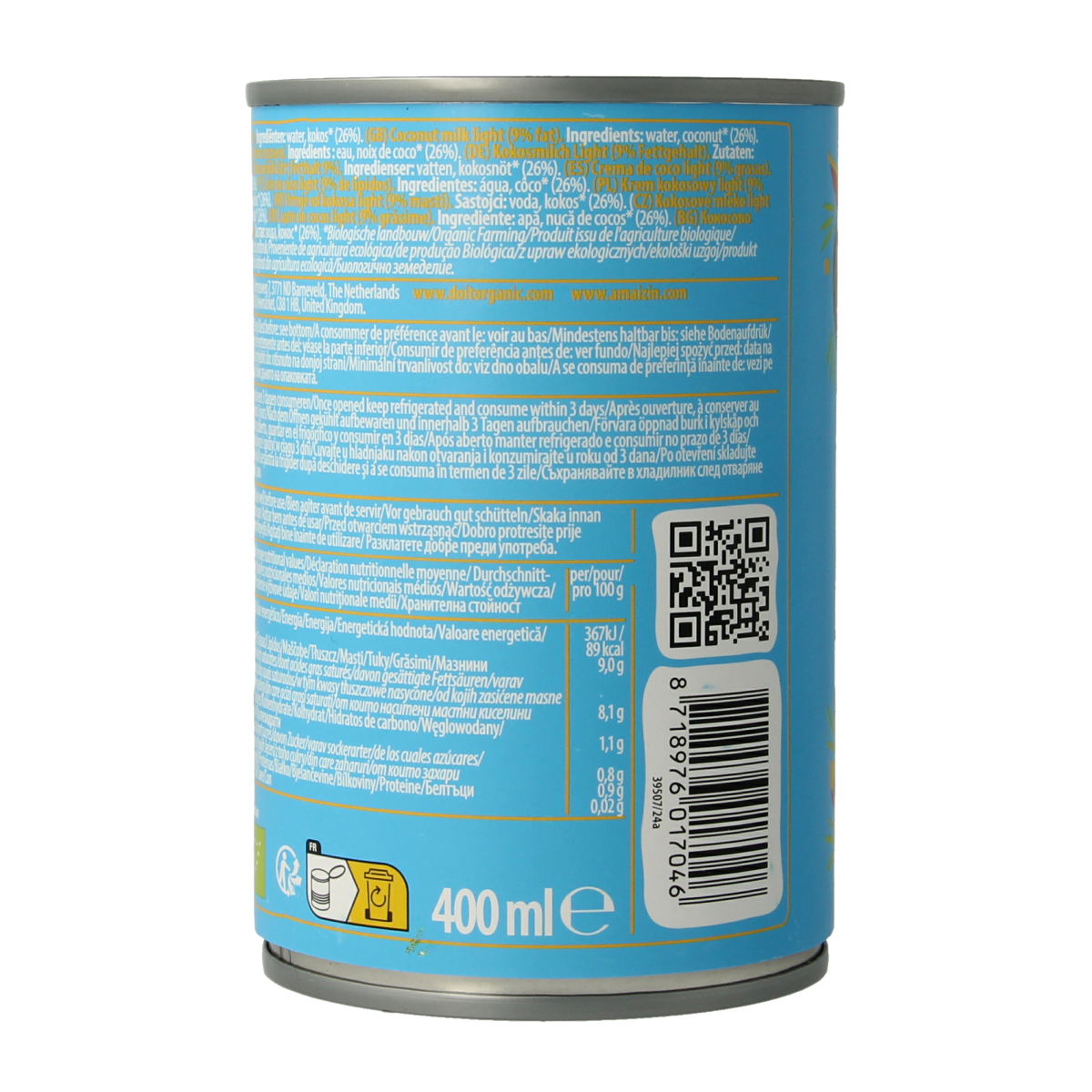 Amaizin Cocosmelk light bio 400.00 Milliliter