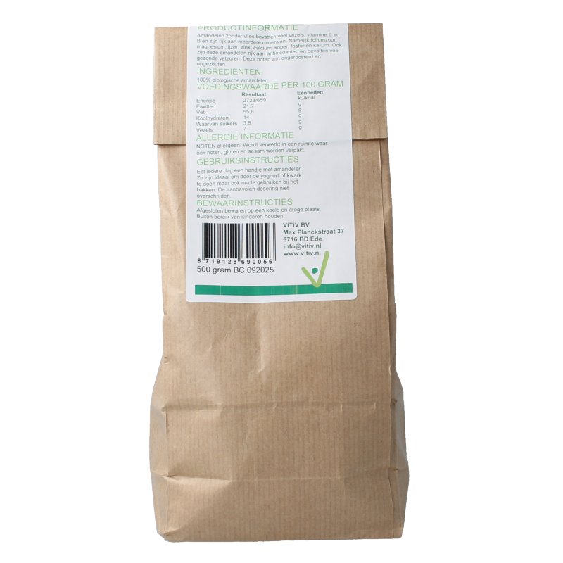 Vitiv Amandelen zonder vlies bio 500 Gram