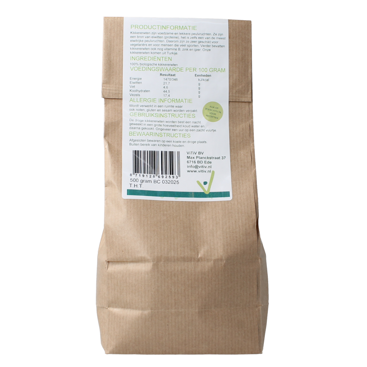 Vitiv Kikkererwten bio 500.00 Gram